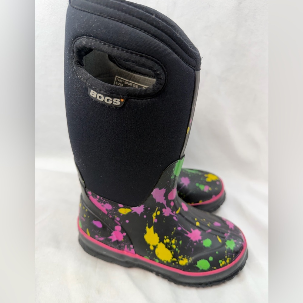 Bogs size 13 classic paint splat  black high -30 rain winter boots